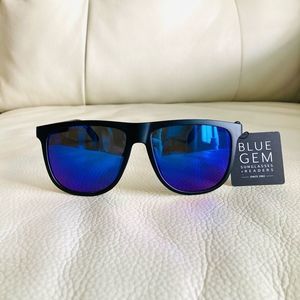 Blue Gem Black Frame Sunnies Sunglasses Unisex
